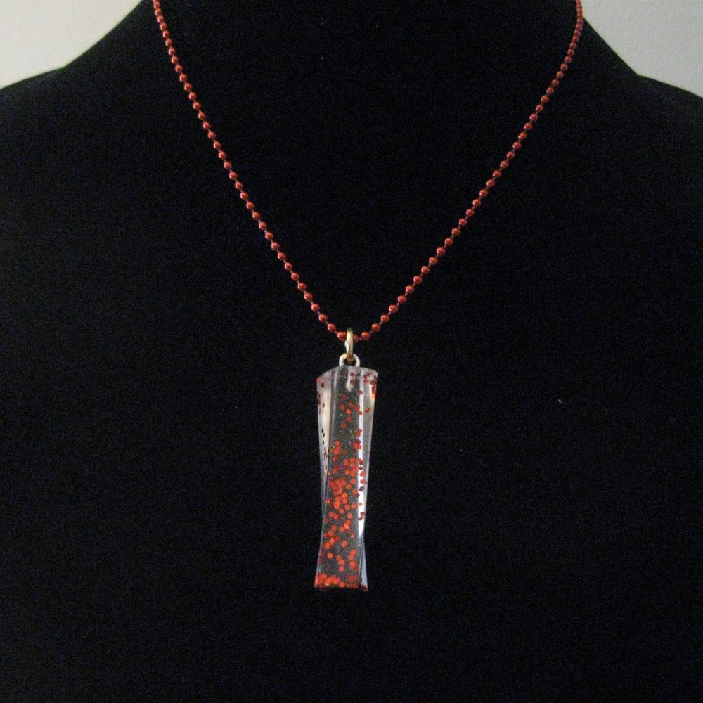 Clear and Red Cylinder Necklace
